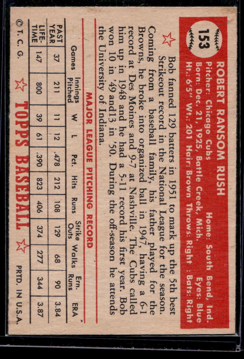 1952 Topps #153 Bob Rush - EX