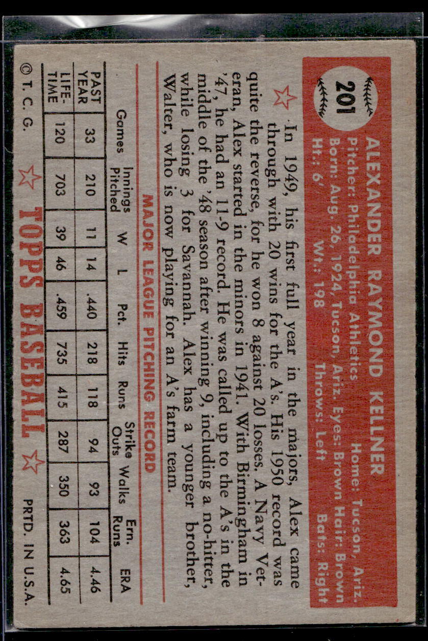 1952 Topps #201 Alex Kellner - EX