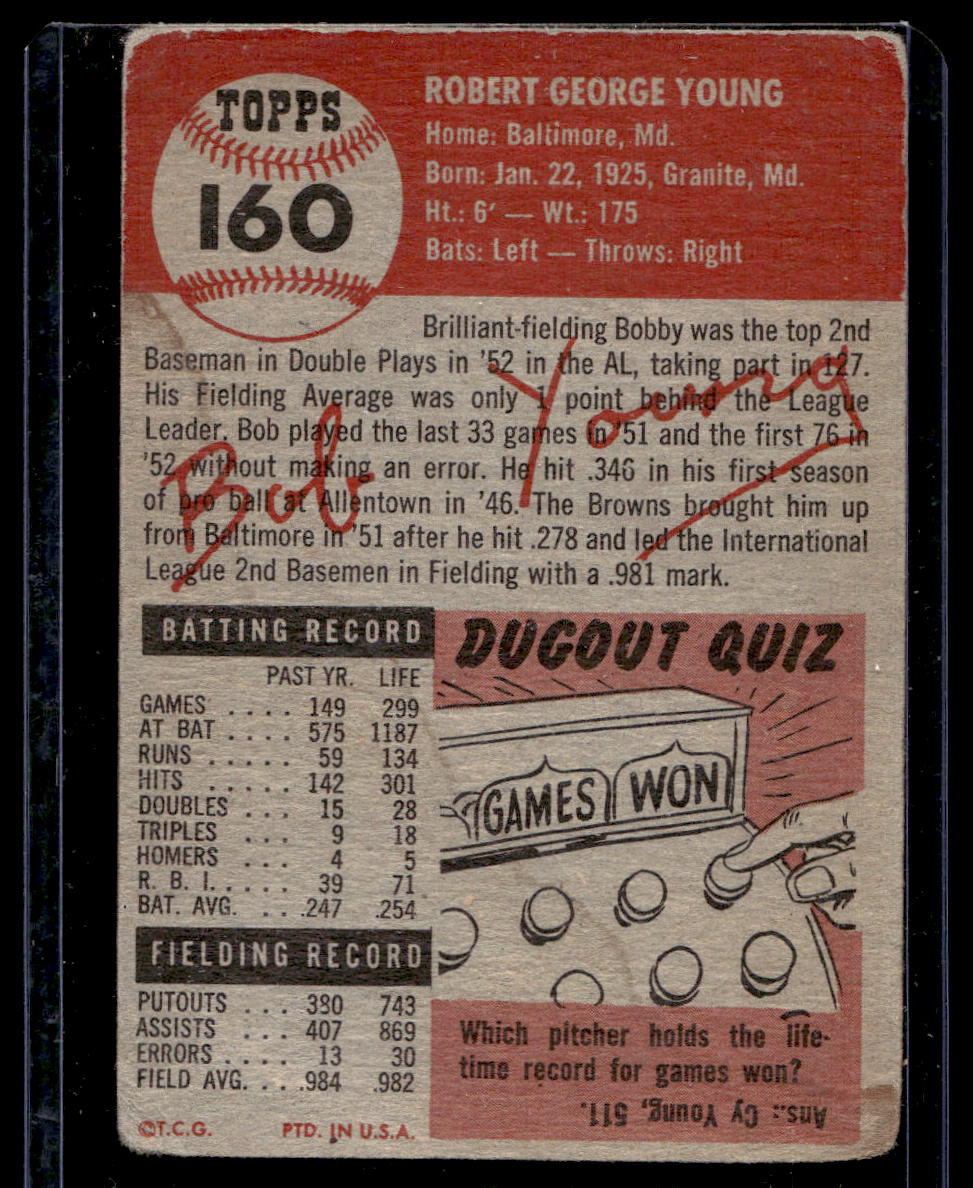 1953 Topps #160 Bob Young - FAIR