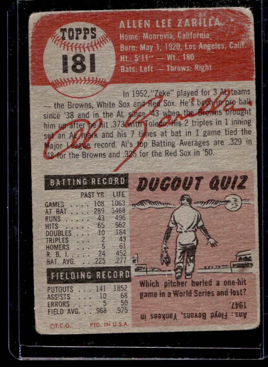 1953 Topps #181 Al Zarilla - GOOD