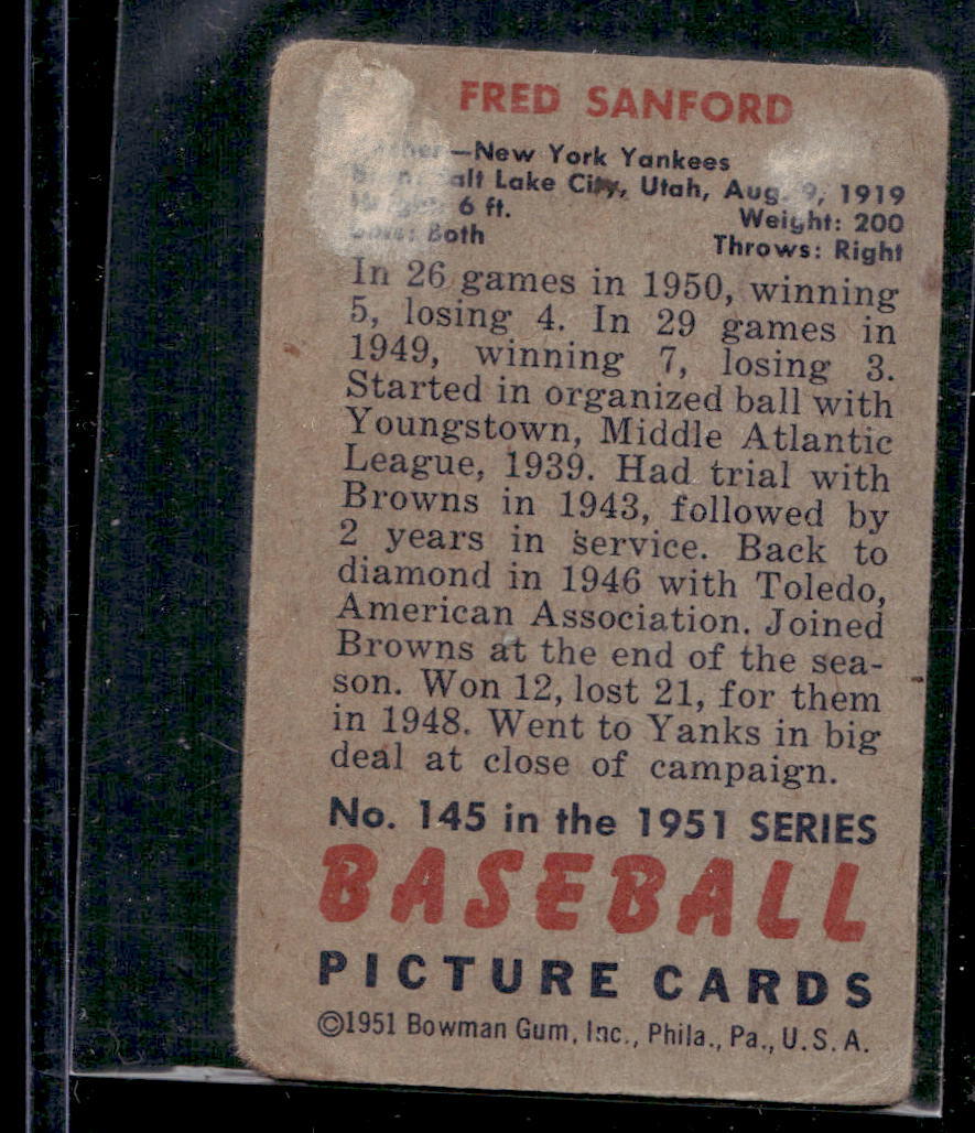 1951 Bowman #145 Fred Sanford - VG