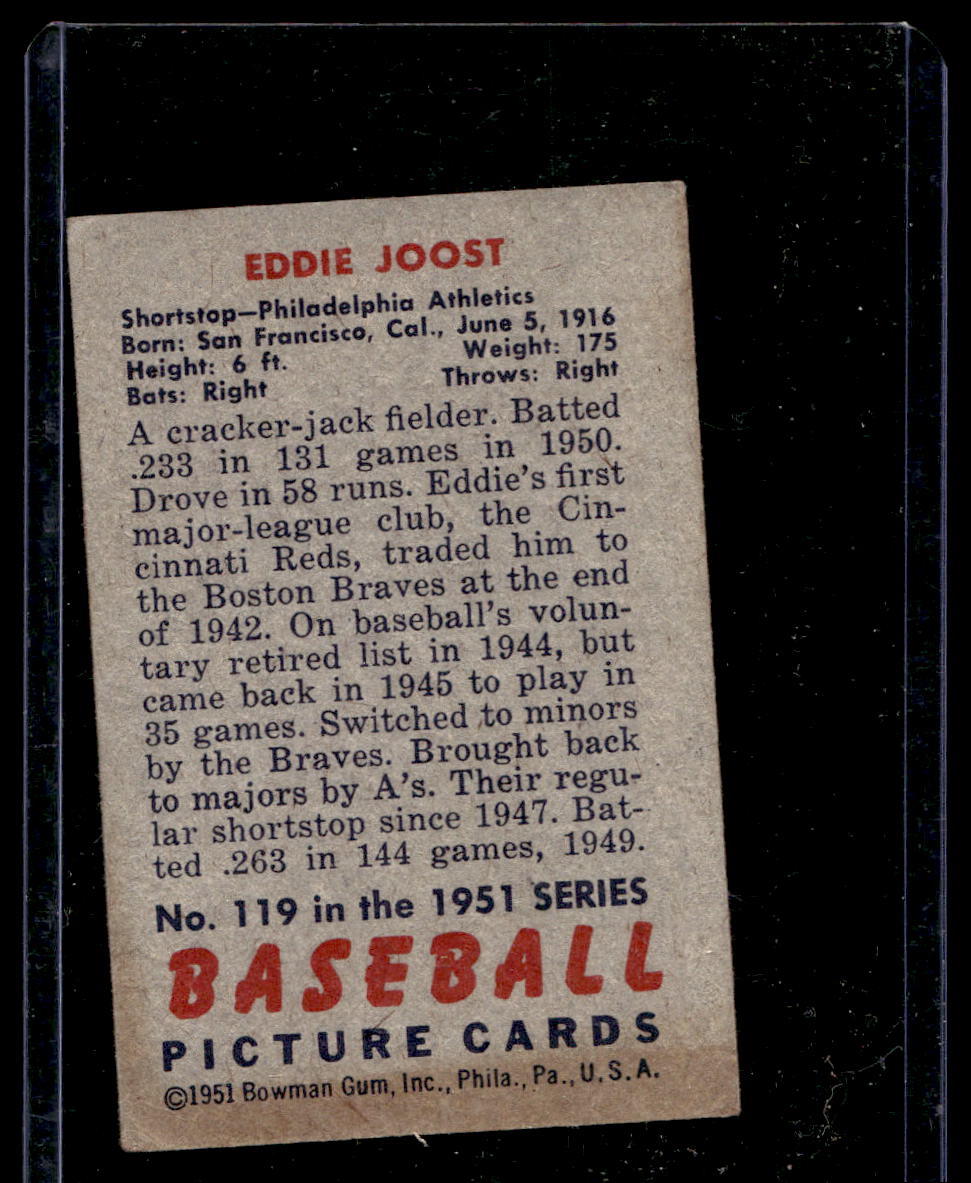 1951 Bowman #119 Eddie Joost - VG