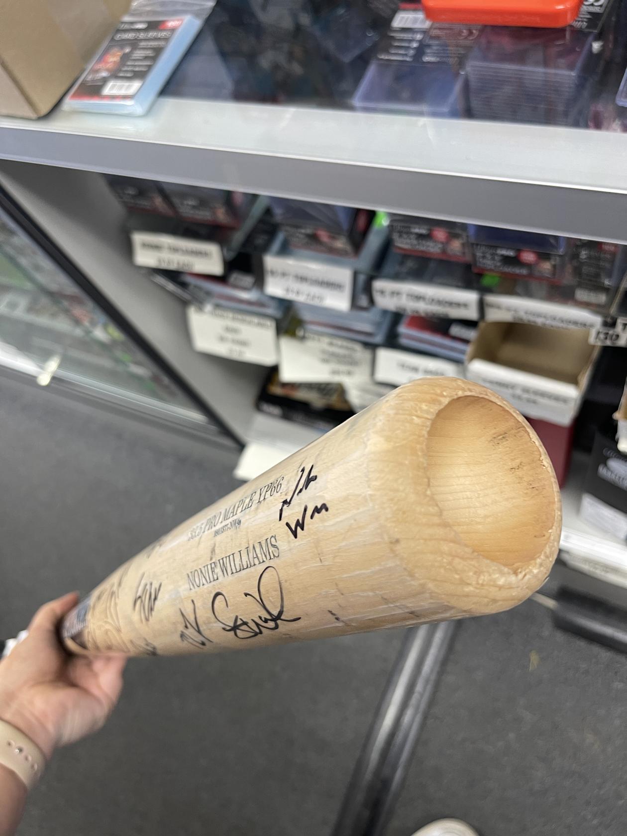 Jo Adell, Brandon Marsh, Jordyn Adams Autographed Old Hickory Baseball Bat w/ TONS of Los Angeles Angels Prospects Players Autographed