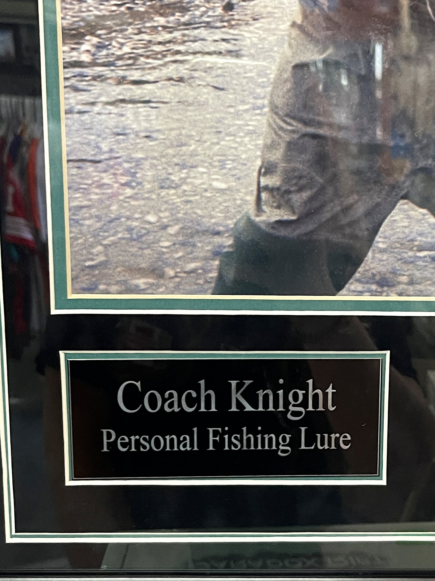 Coach Bobby Knight Autographed Photo w/ Personal Fishing Lure (Coach Knight and Steiner COA)