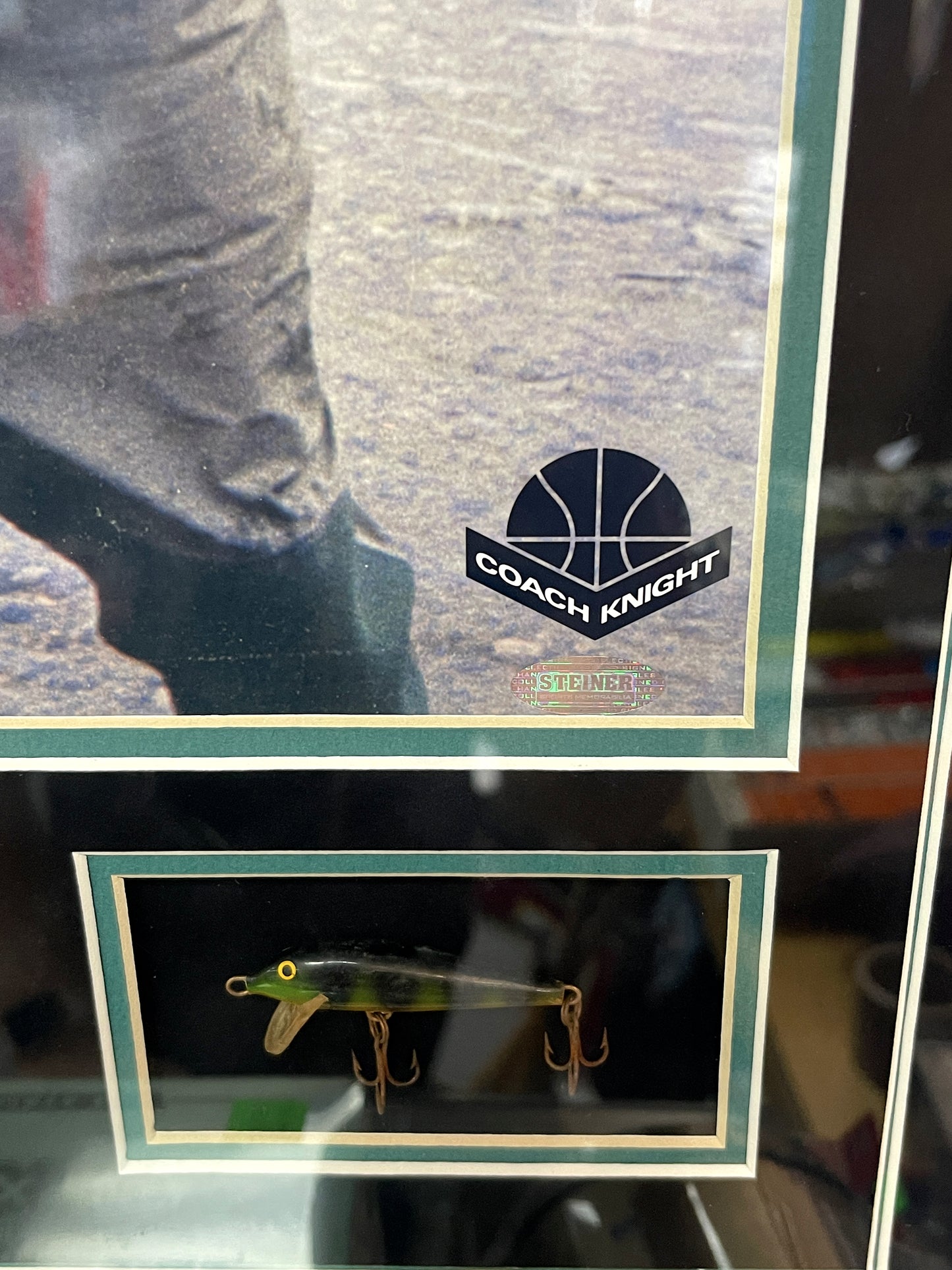 Coach Bobby Knight Autographed Photo w/ Personal Fishing Lure (Coach Knight and Steiner COA)