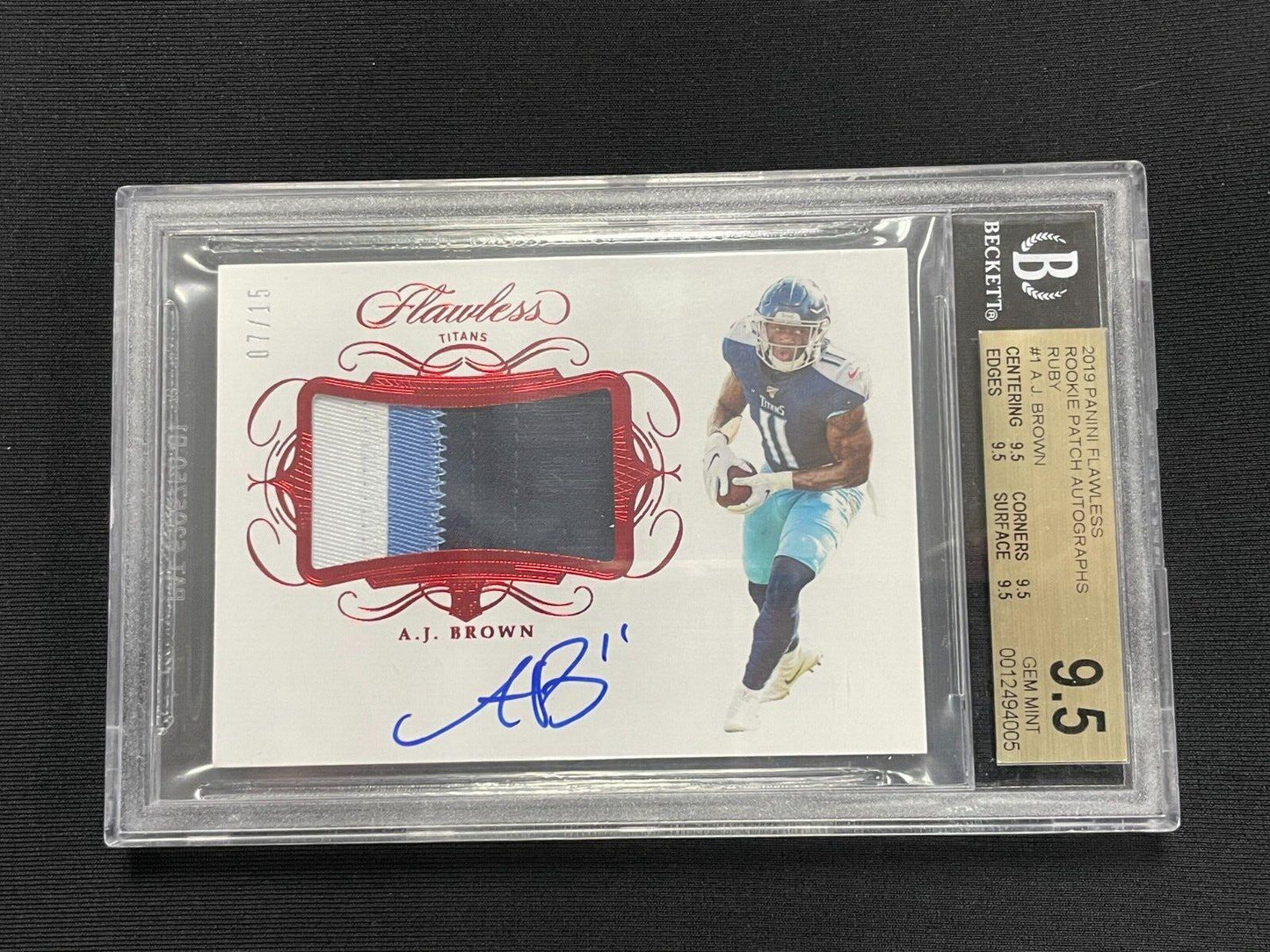 2021 Flawless AJ Brown Rookie 3 Color Patch Auto Beckett 9.5 Gem #'d/15