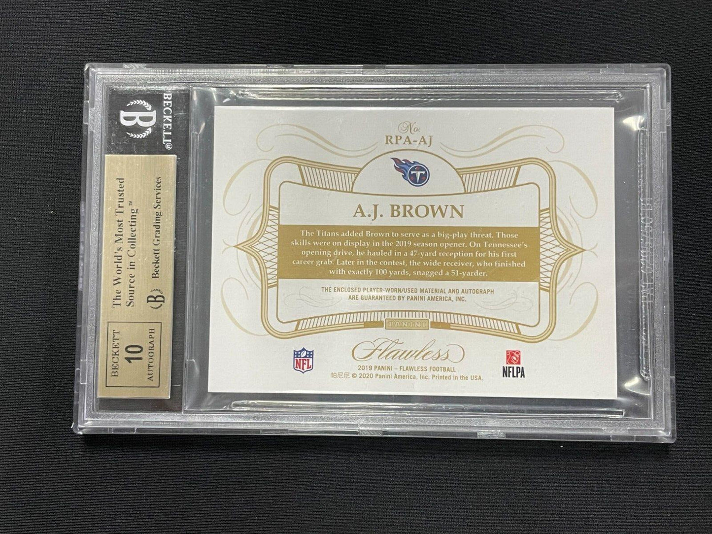 2021 Flawless AJ Brown Rookie 3 Color Patch Auto Beckett 9.5 Gem #'d/15