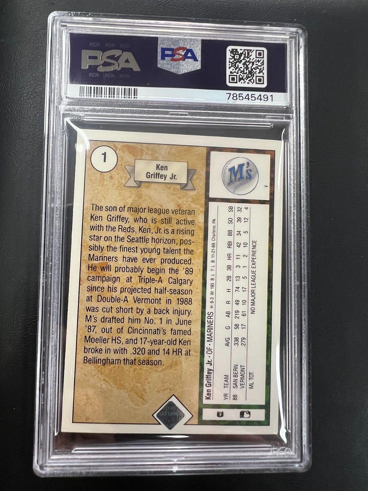 1989 Upper Deck Ken Griffey Jr Star Rookie #1 PSA Mint 9 J