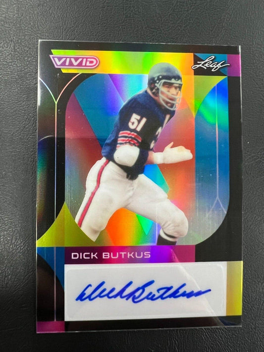 2023 Leaf Vivid Football Dick Butkus SSP Black Border Auto /5 Chicago Bears HOF