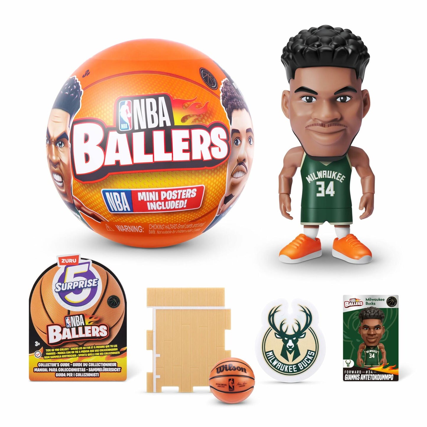 5 Surprise NBA Ballers Series 1 by ZURU, Collectible Mystery Capsule, Toy for Girls, Realistic Miniature Baby, Playset and Accessories