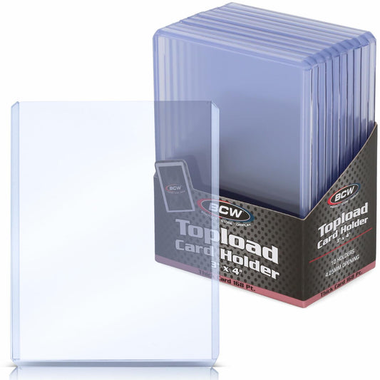 BCW Thick Card Topload Holder | Holds Relic, Patch, and Jersey Cards | Protective Card Sleeves for Collectibles and Trading Cards | Protective Rigid Plastic Display Card Holder (168 pt. / 4.25 MM)