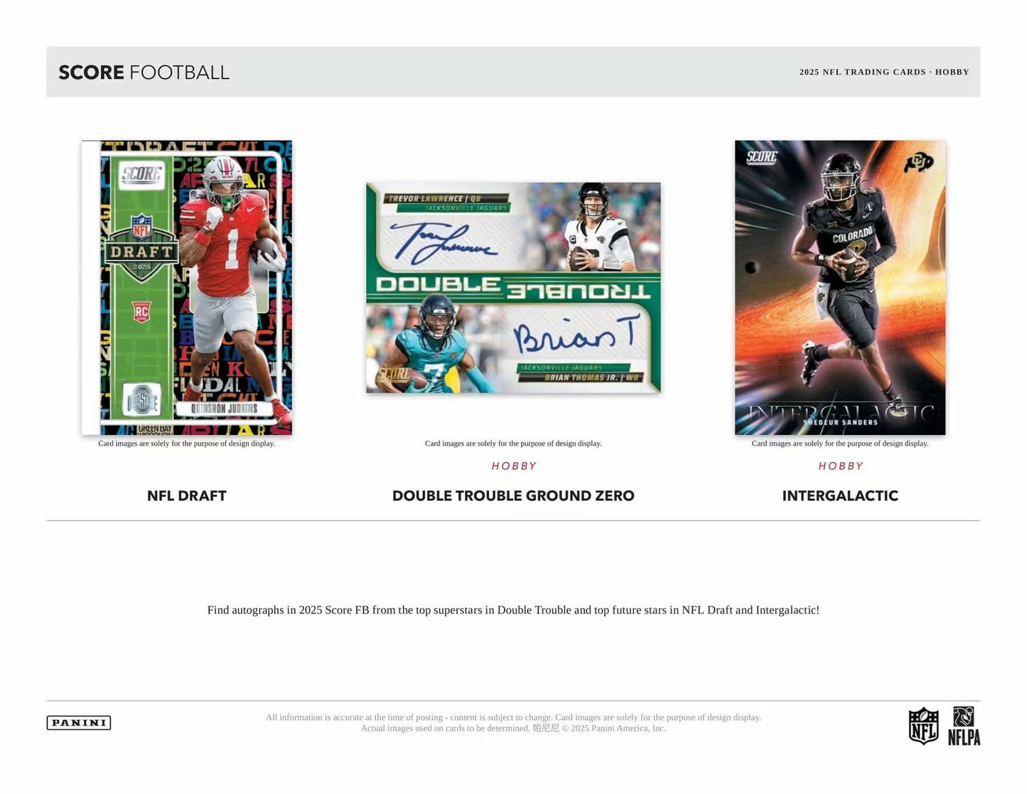 2025 Panini Score Football Hobby Trading Card Box (Four Autographs Per Hobby Box)