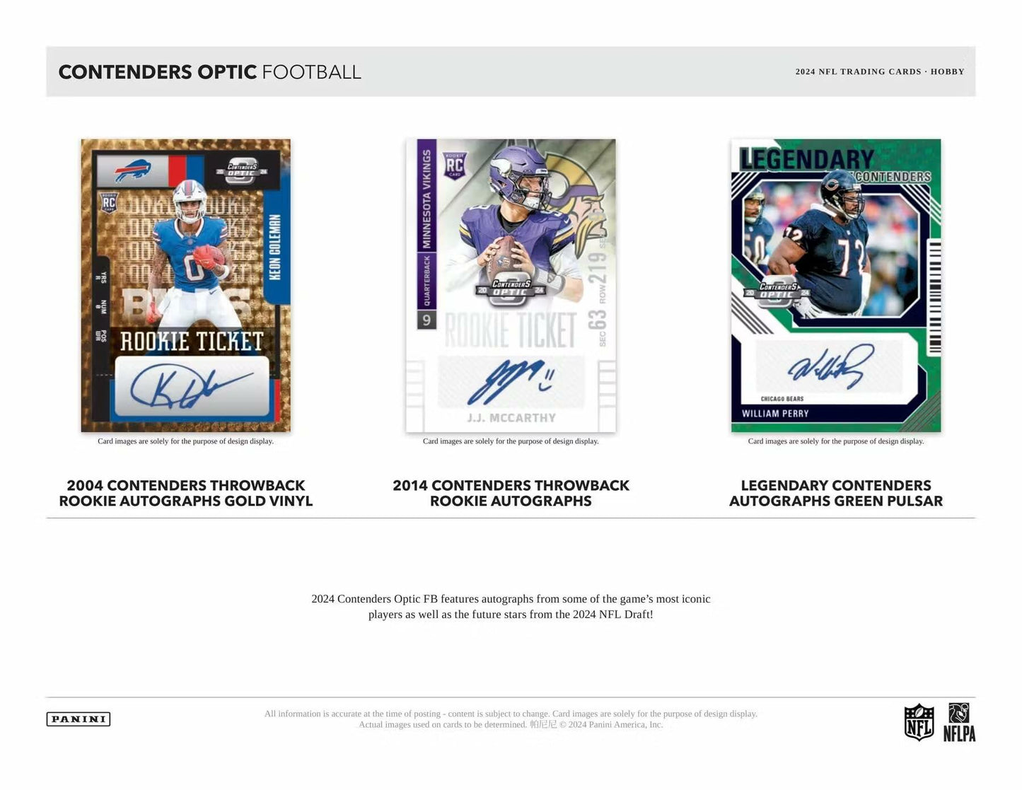 2024 Panini Contenders Optic Football Hobby Trading Card Box (Two Autographs Per Box)
