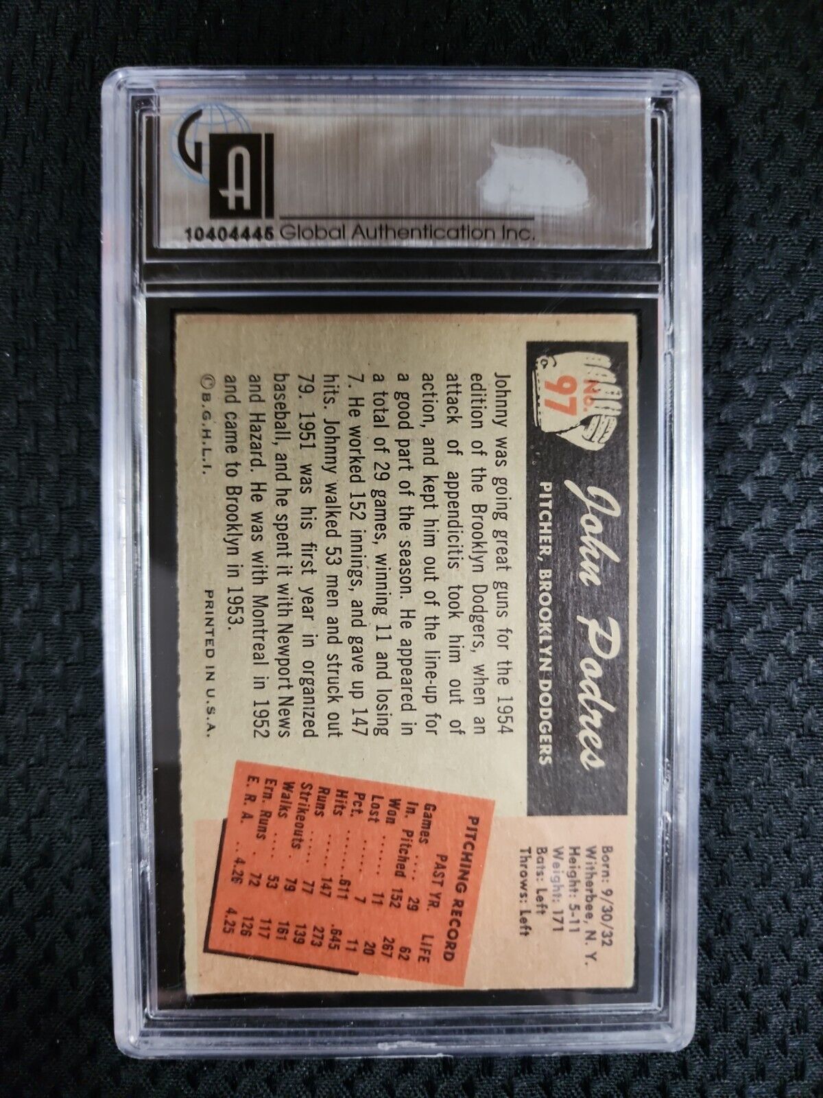 1955 BOWMAN JOHN PODRES # 97 GA 4 BROOKLYN DODGERS