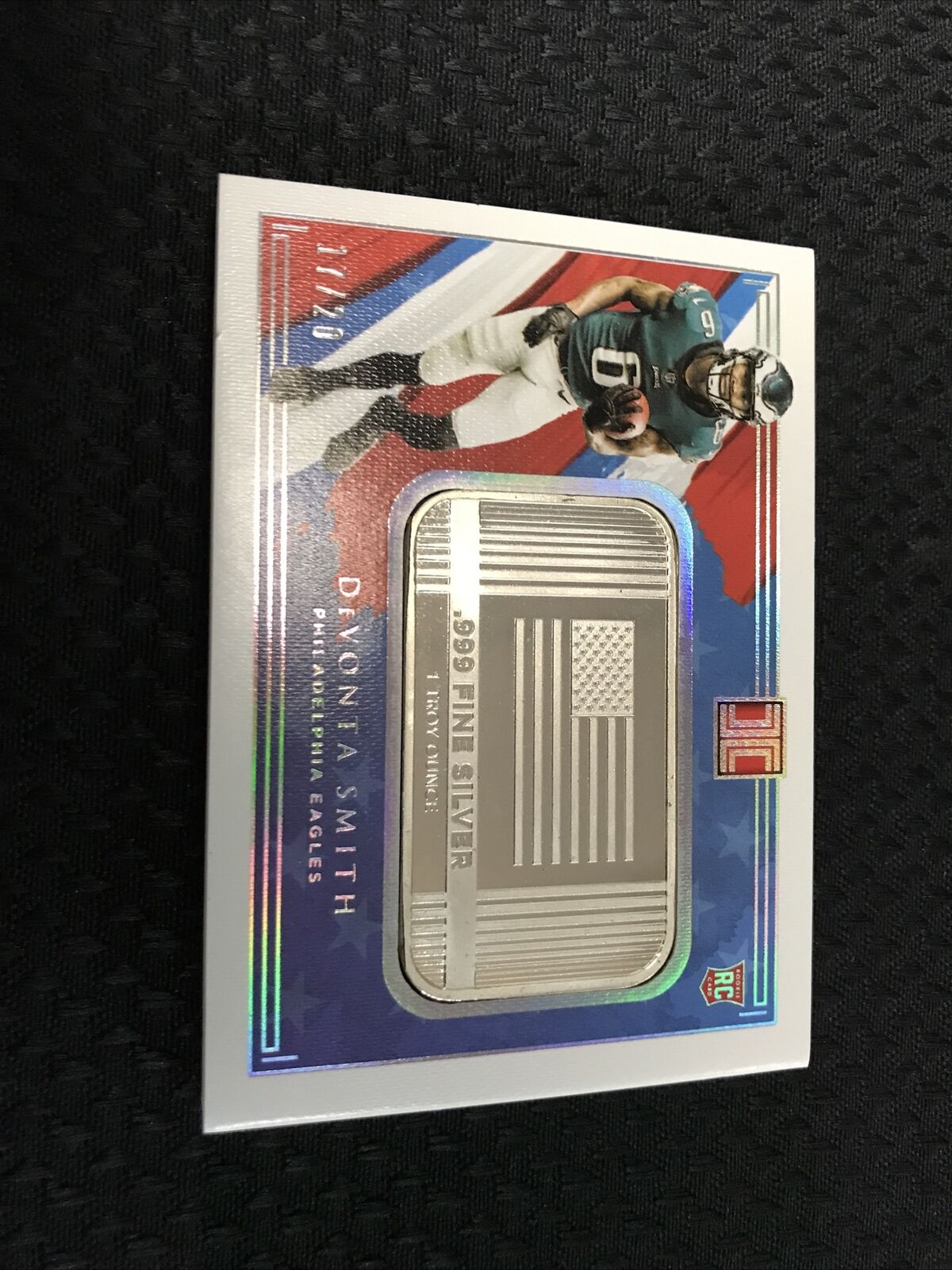 2021 Impeccable DeVonta Smith RC .999 Silver USA 1 Troy Ounce #d/20 Eagles