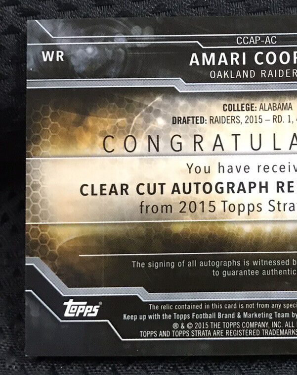2015 Topps Strata Amari Cooper RC Two Color Patch Auto /25 Mint!