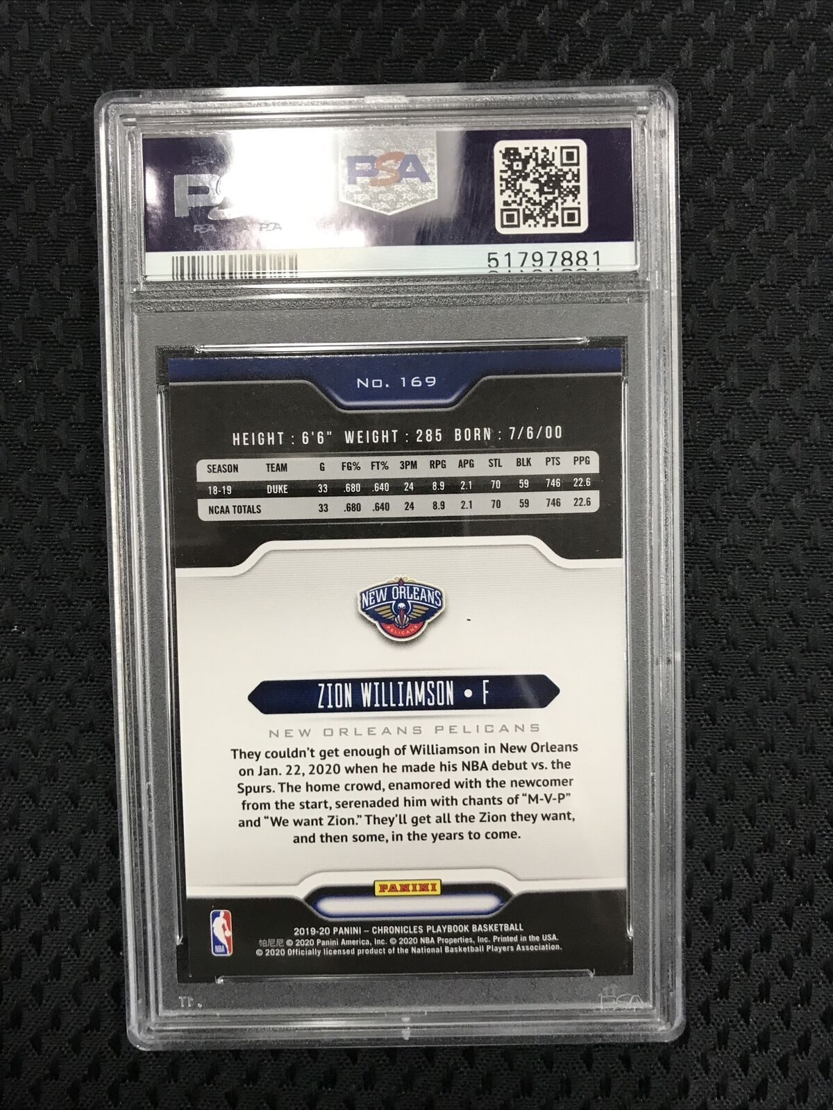 2019 Panini Chronicles Playbook TEAL Zion Williamson ROOKIES #169 MINT PSA 9🔥