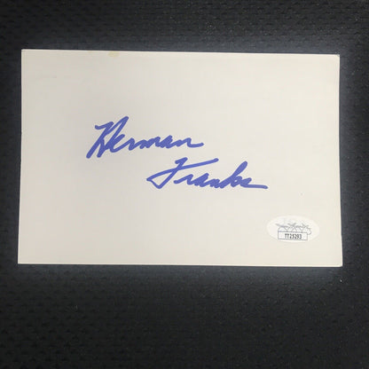 Herman Franks Signed 3x5 Index Card Brooklyn Dodgers JSA Authentic COA 🔥
