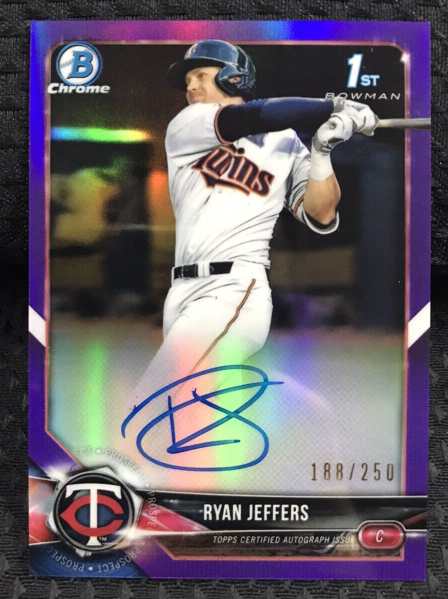 2018 Bowman Chrome Draft Autograph Purple Refractor CDARJ Ryan Jeffers Auto /250