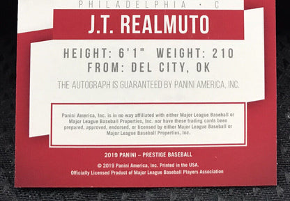 2019 Prestige JT Realmuto Red Auto #D /50 #PA-JR Phillies!!