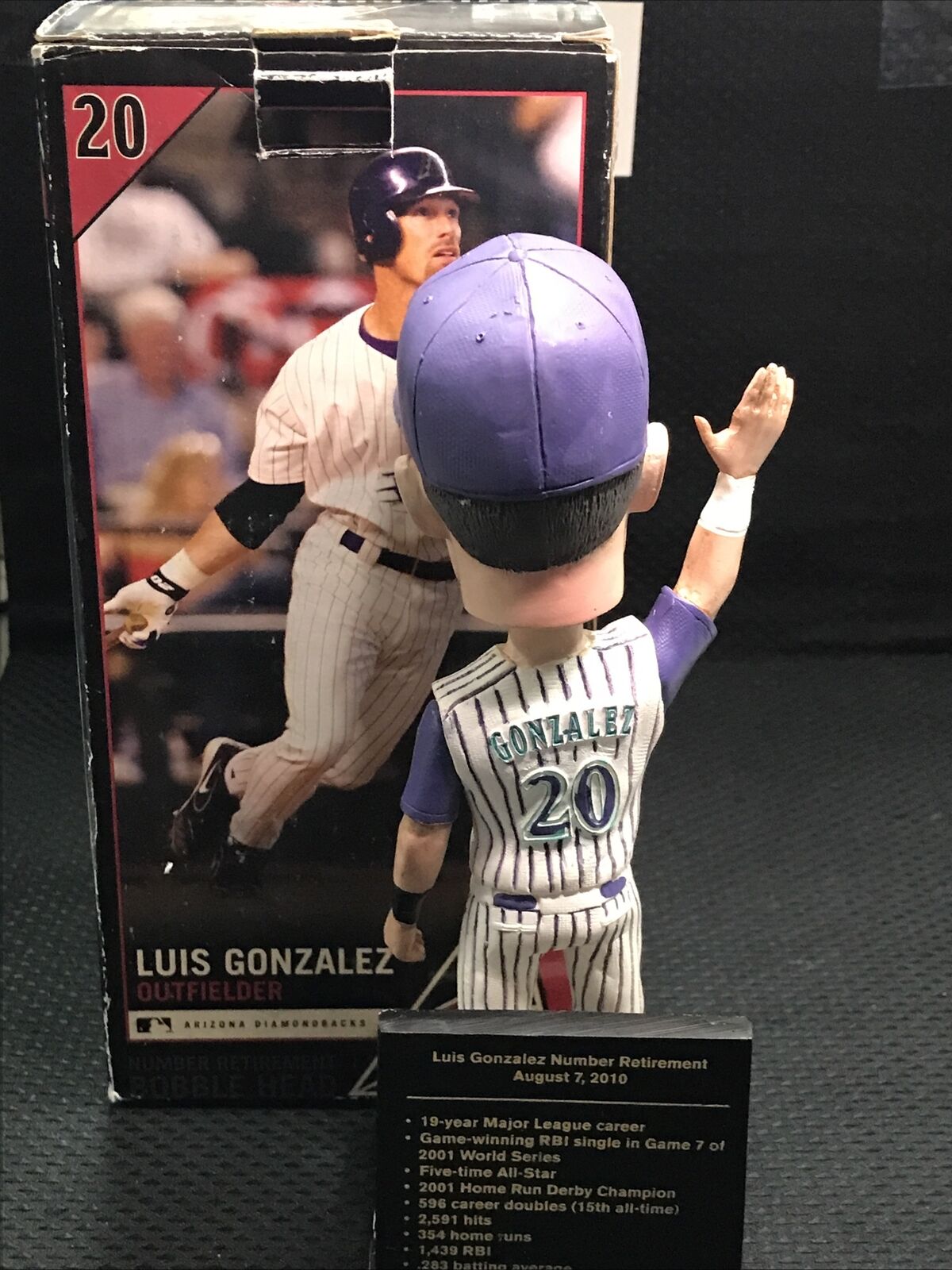 Luis Gonzalez Arizona Diamondbacks Jersey Retirement Bobblehead Autographed