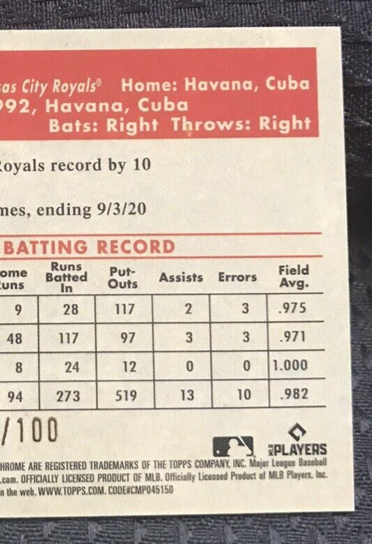 2021 Topps Chrome Platinum Anniversary Jorge Soler Red Atomic #’d /100