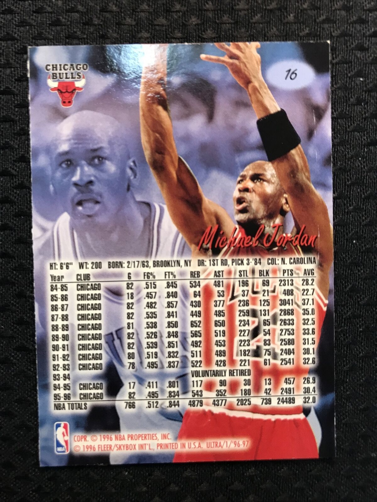 Michael Jordan 96-97 Fleer Ultra Basketball Card #16 Chicago Bulls NBA HALL FAME