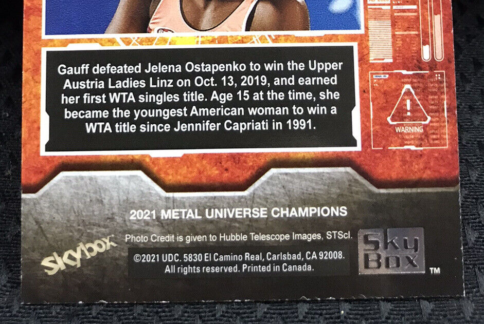 2021 Upper Deck Skybox Metal Universe Champions Coco Gauff Red SP /150 PMG #61
