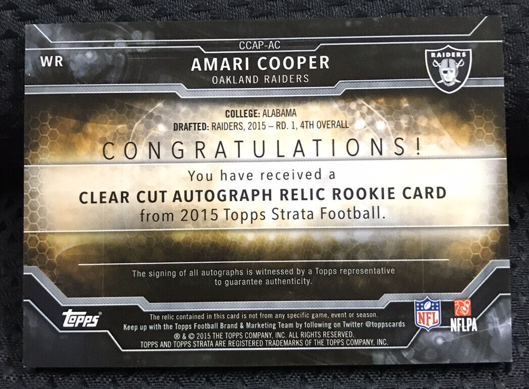2015 Topps Strata Amari Cooper RC Two Color Patch Auto /25 Mint!