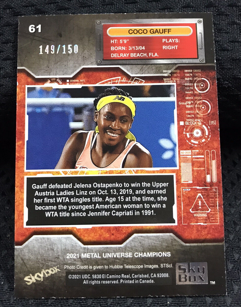 2021 Upper Deck Skybox Metal Universe Champions Coco Gauff Red SP /150 PMG #61