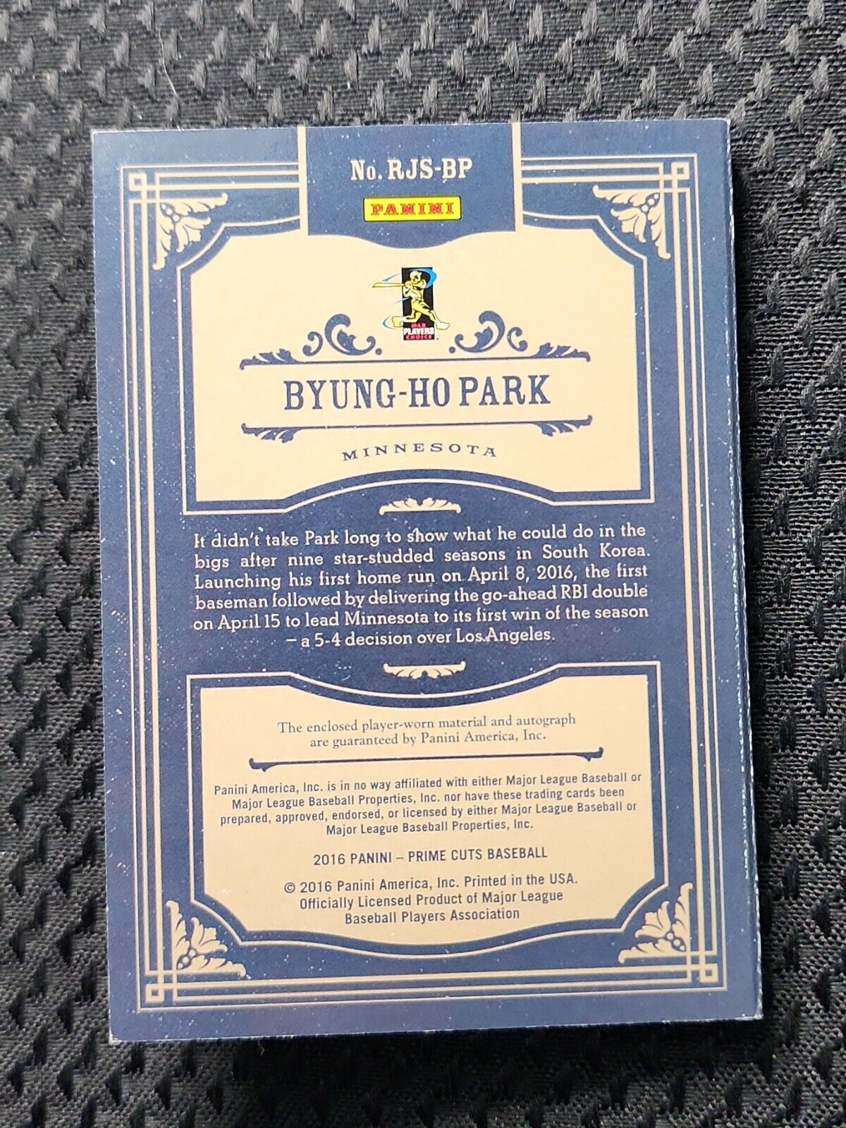 2016 Panini Prime Cuts /25 Byung-Ho Park Rookie Auto RC Booklet
