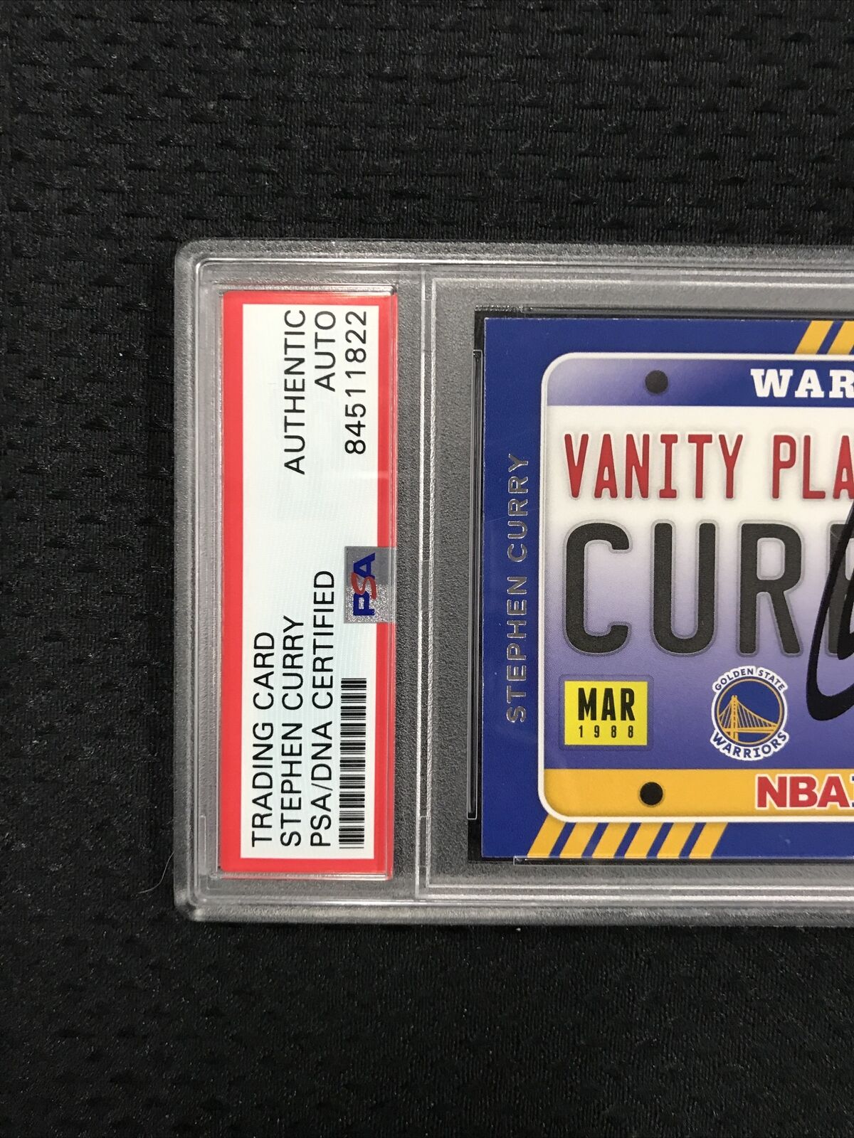 Stephen Curry Panini NBA Hoops #16 Vanity Plates On Card Auto PSA