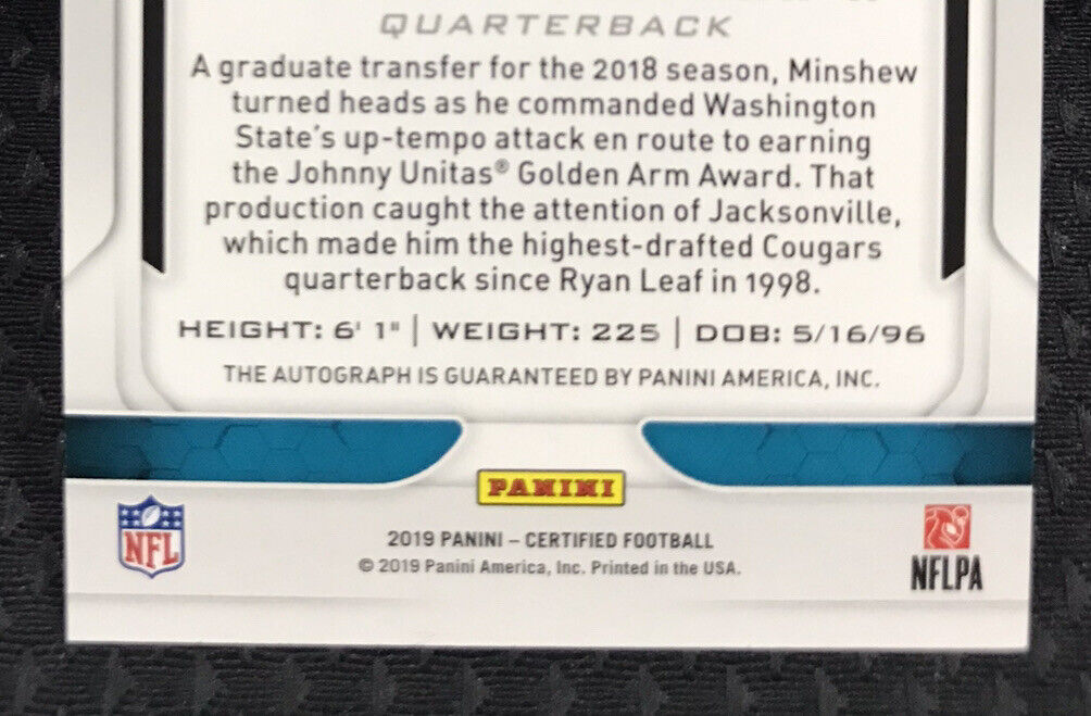 2019 CERTIFIED MIRROR TEAL GARDNER MINSHEW AUTOGRAPH RC 40/50 - JAGS/EAGLES SP