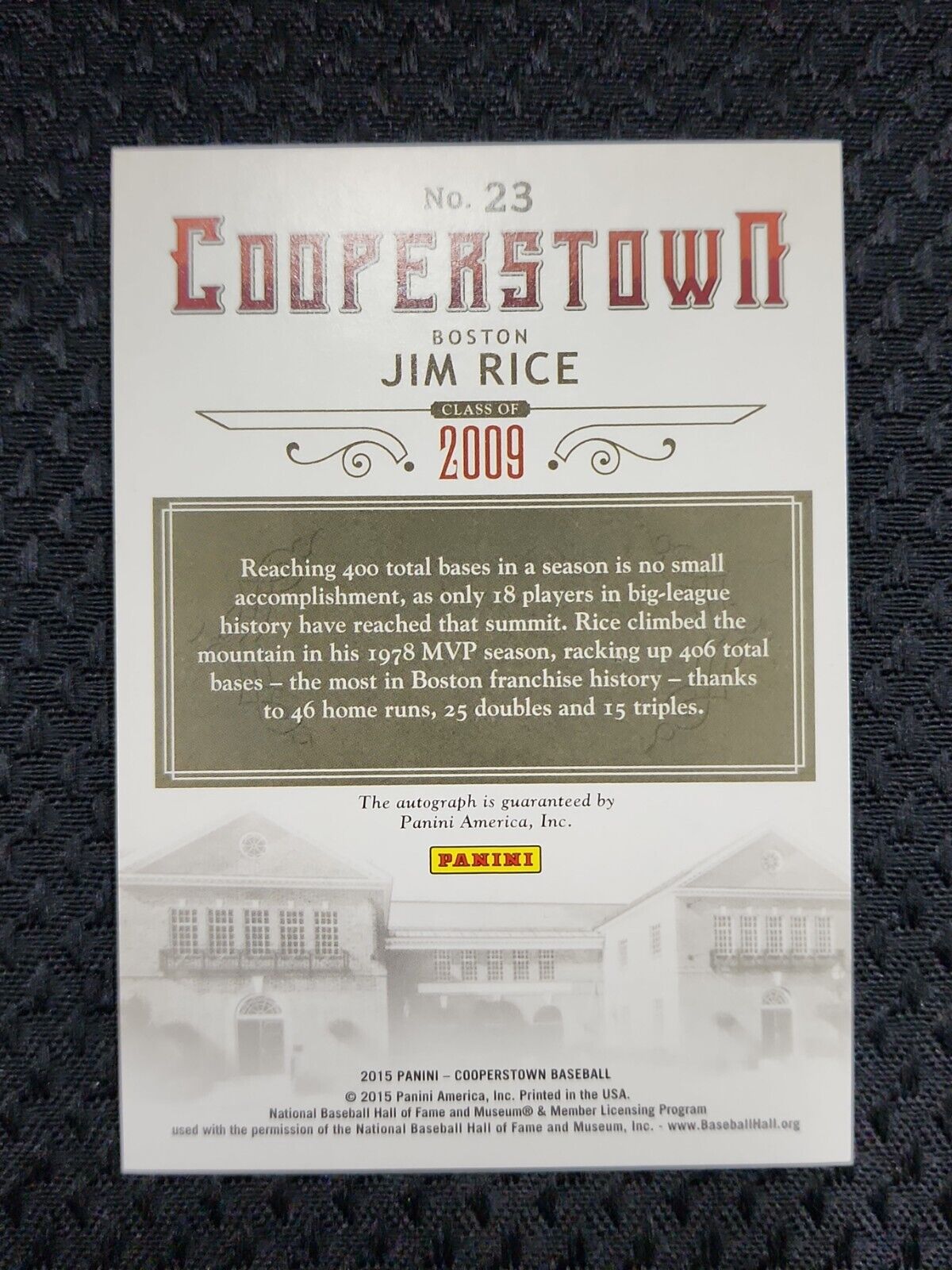 2015 Panini Cooperstown Jim Rice #23 Auto Card Boston Red Sox Signed HOF