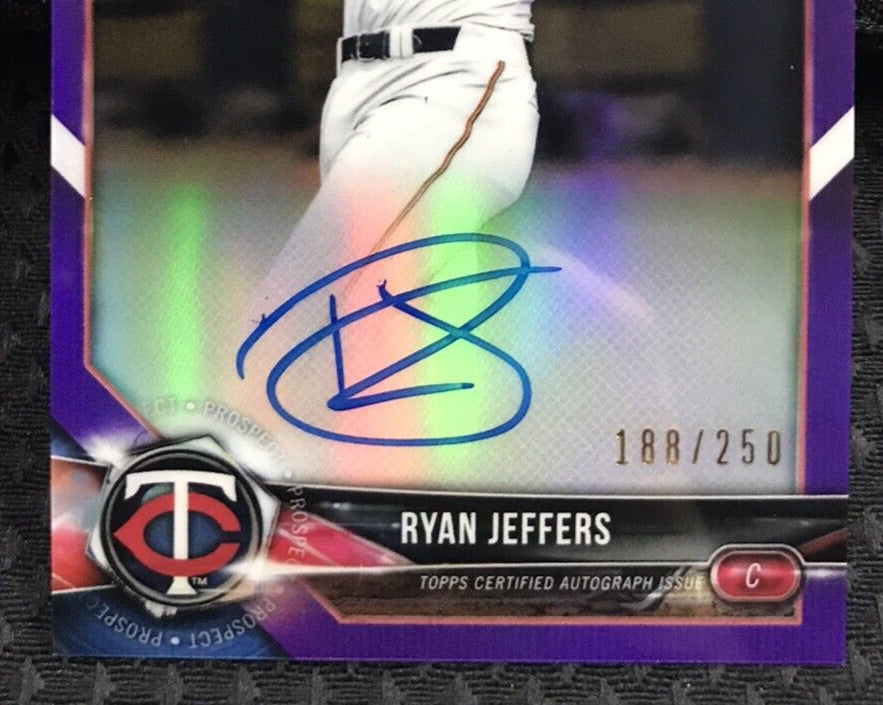 2018 Bowman Chrome Draft Autograph Purple Refractor CDARJ Ryan Jeffers Auto /250
