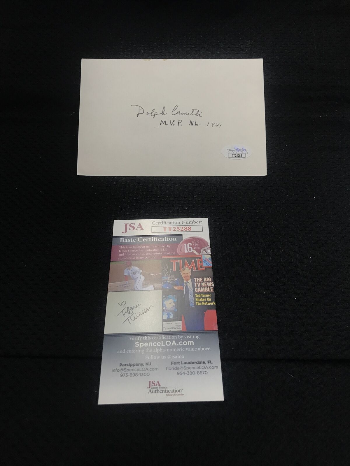 Dolph Louis Camilli 1907-1997 Signed 3x5 Baseball Index Card with JSA COA