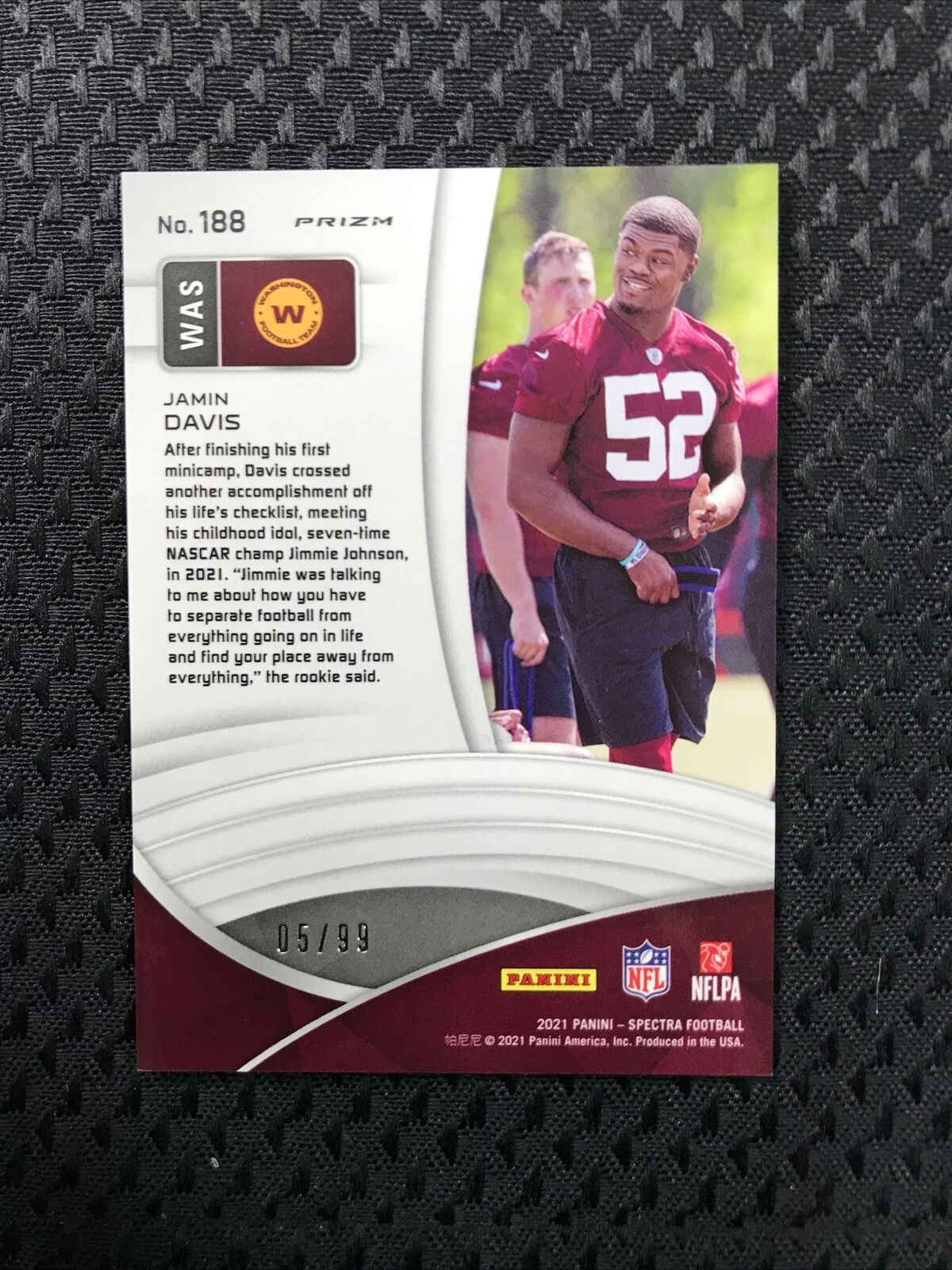 2021 Panini Spectra Rookie Celestial Prizm /99 Jamin Davis #188 Rookie RC