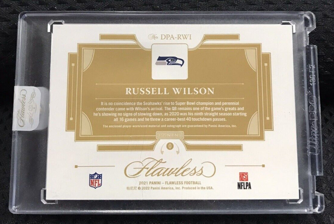 2021 PANINI FLAWLESS FOOTBALL RUSSELL WILSON DUAL PATCH AUTO 01/10 (1/1) 📈🔥