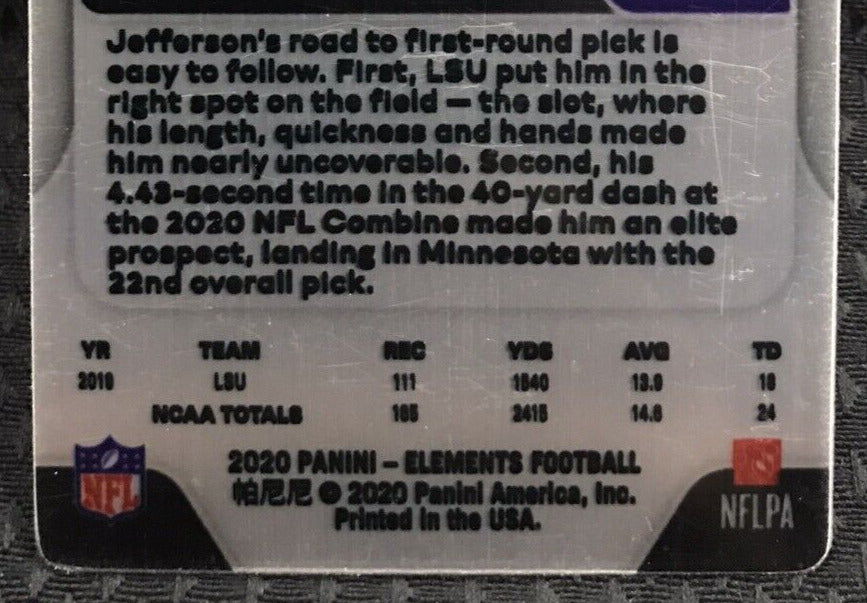 2020 Justin Jefferson Elements RC Gold #/91 Metal Card Vikings
