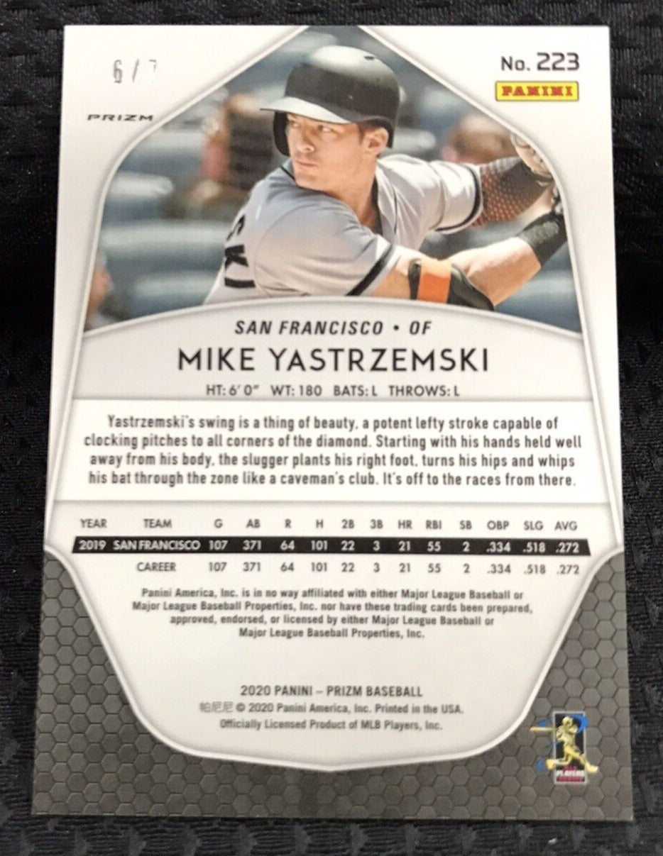 2020 Panini Prizm Prizms Purple Shimmer #223 Mike Yastrzemski /7 GIANTS SSP🔥