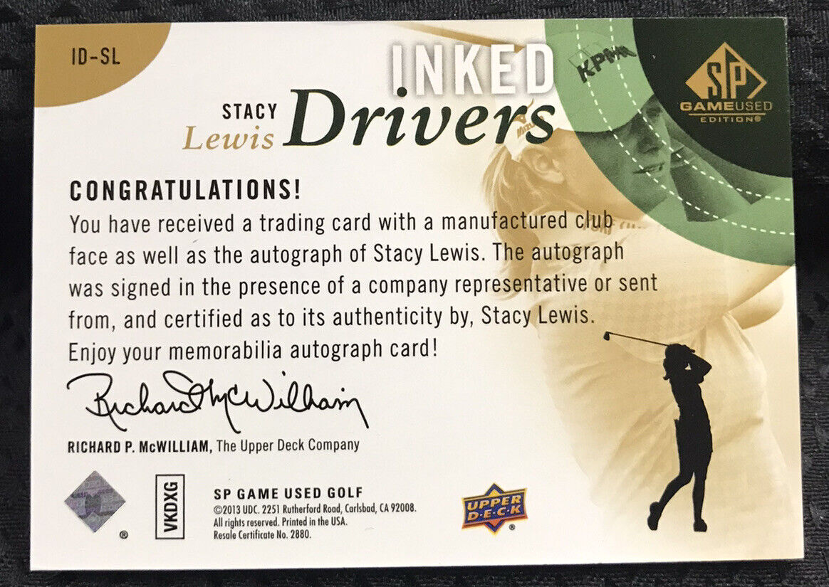 2013 Upper Deck SP Game Used Inked Drivers Stacy Lewis /35