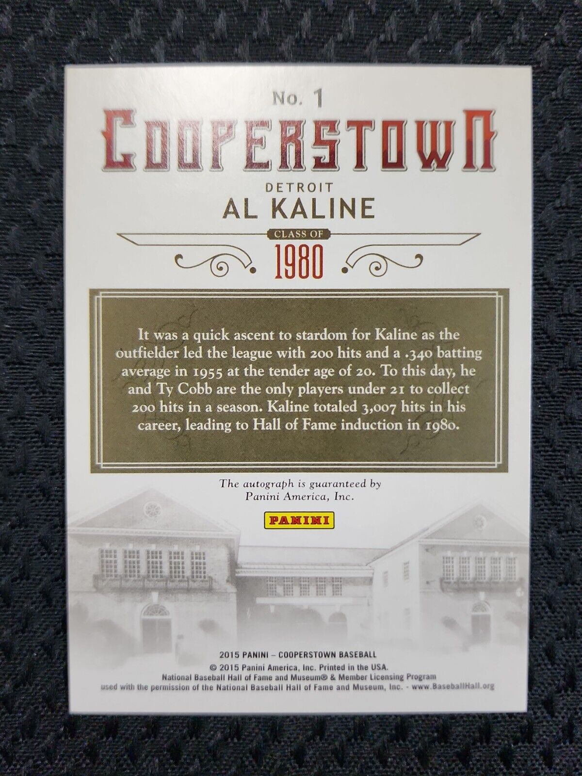 2015 Panini Cooperstown HOF Signatures  #1 Al Kaline Auto Tigers HOF