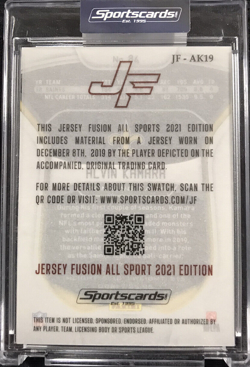 2021 Jersey Fusion Alvin Kamara Game USED Swatch SAINTS