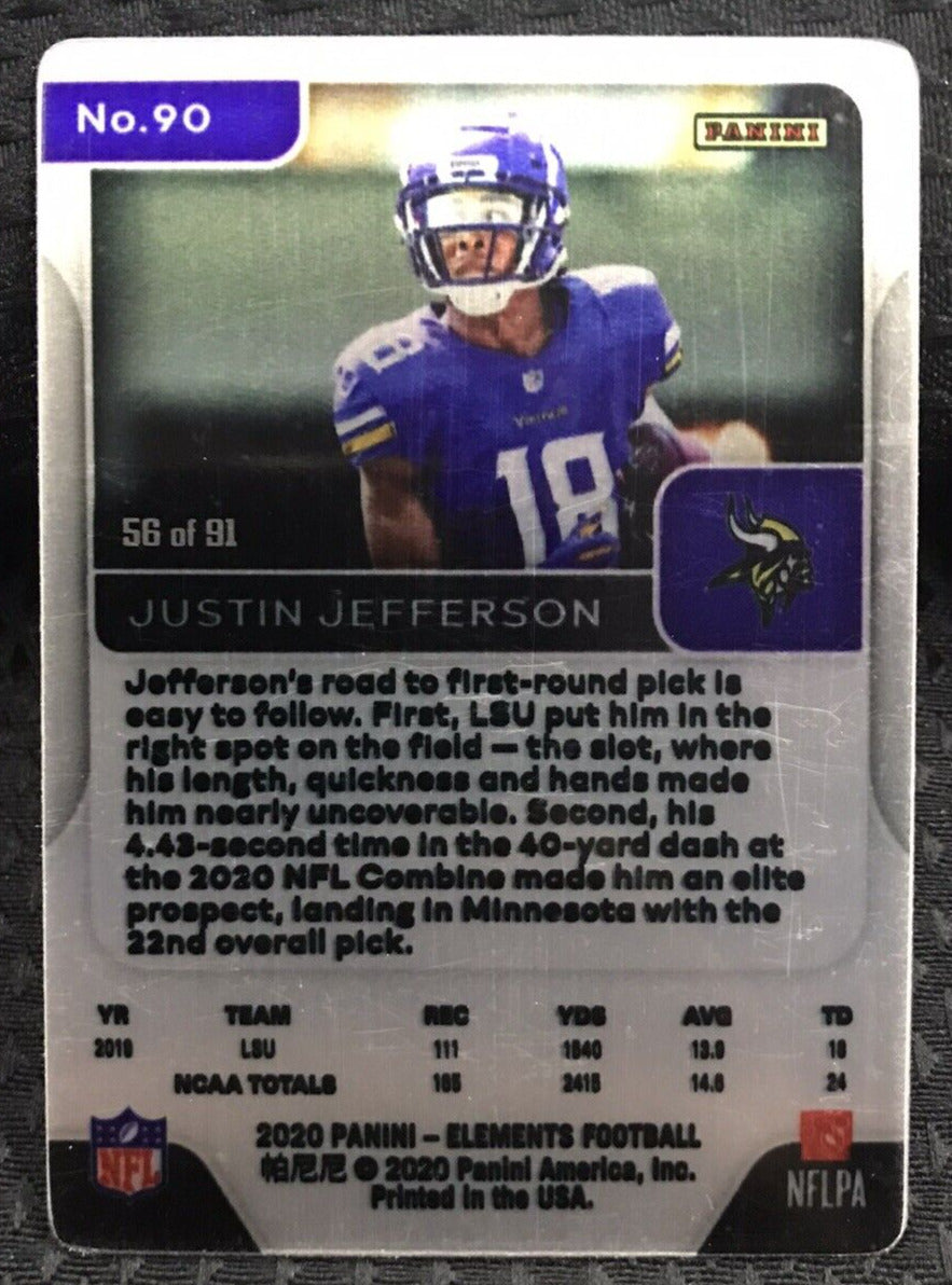 2020 Justin Jefferson Elements RC Gold #/91 Metal Card Vikings