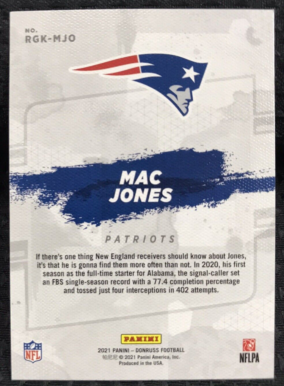 2021 Panini Donruss Mac Jones Rookie Gridiron Kings #RGK-MJO Insert RC