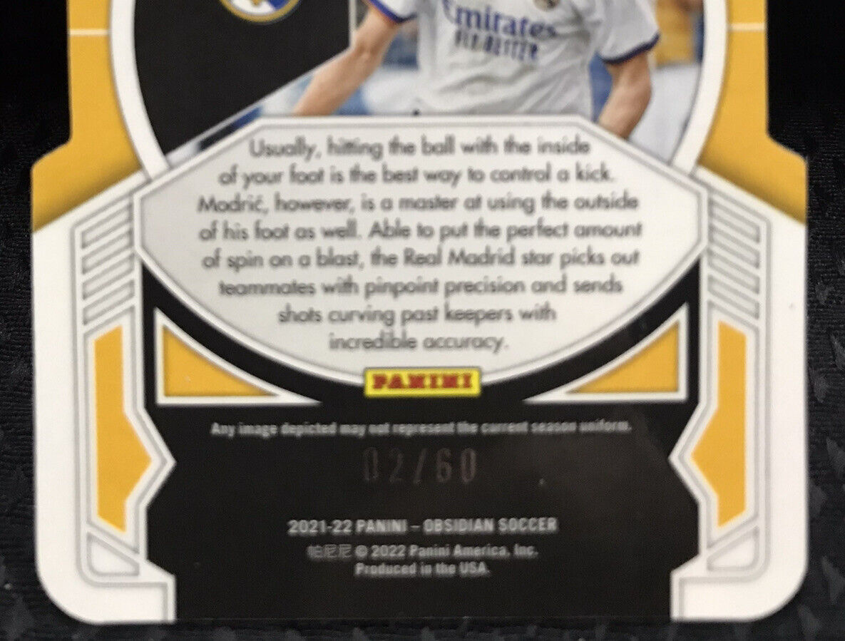 2021-22 Obsidian Soccer Equinox Luka Modric Purple Electric Etch /60 #30