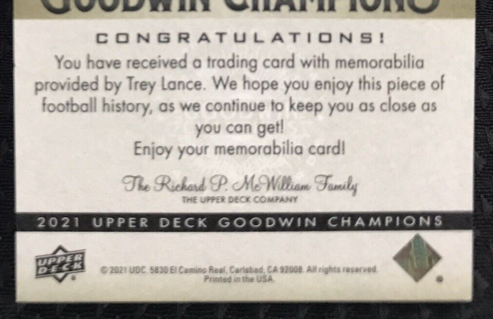 2021 Goodwin Champions Trey Lance MEMORABILIA 18/25 San Francisco 49ers