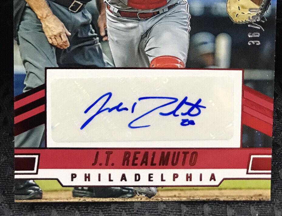 2019 Prestige JT Realmuto Red Auto #D /50 #PA-JR Phillies!!