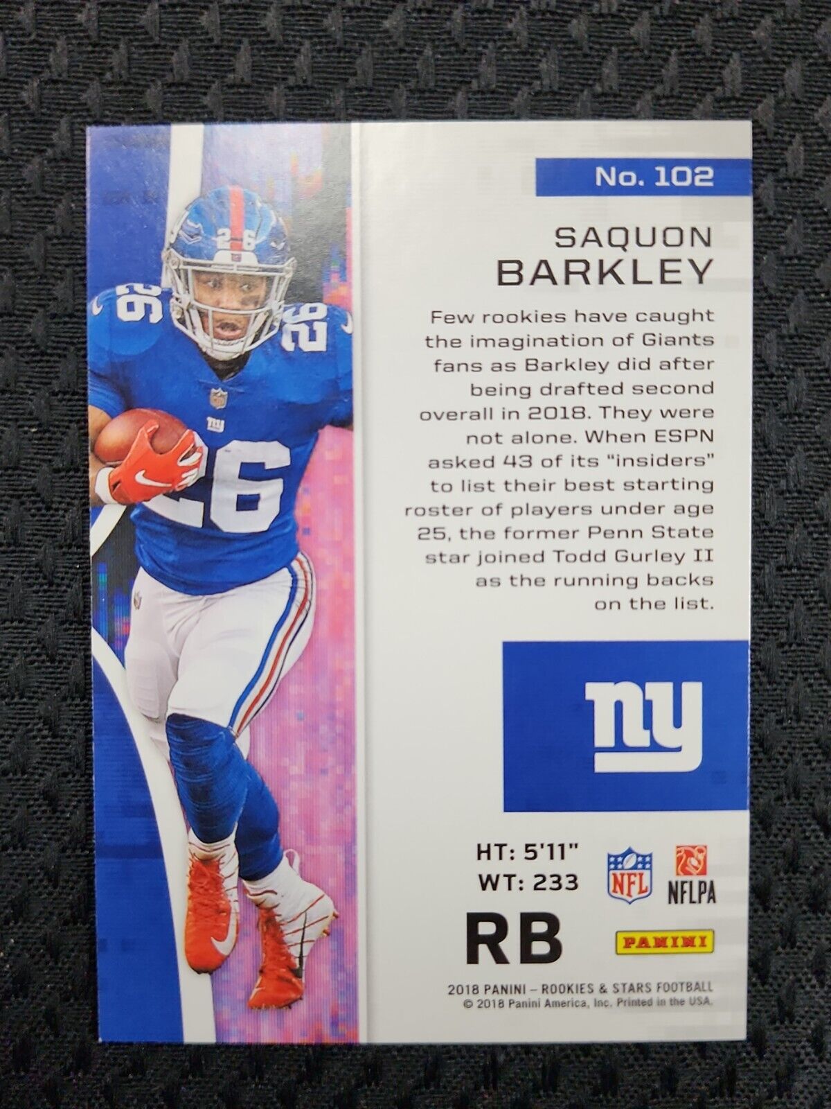 2018 Panini Rookies & Stars Saquon Barkley RC
