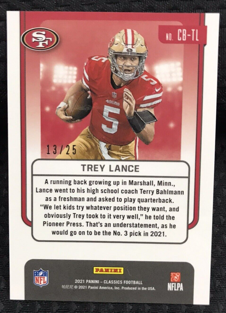 2021 Panini Classics Trey Lance Classic Beginnings #CB-TL Purple #/25 SSP